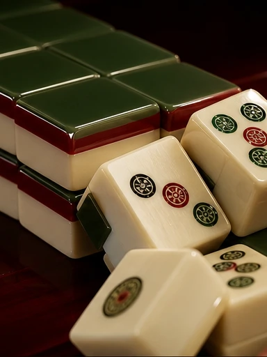 Mur av mahjong-steiner i kaskade
